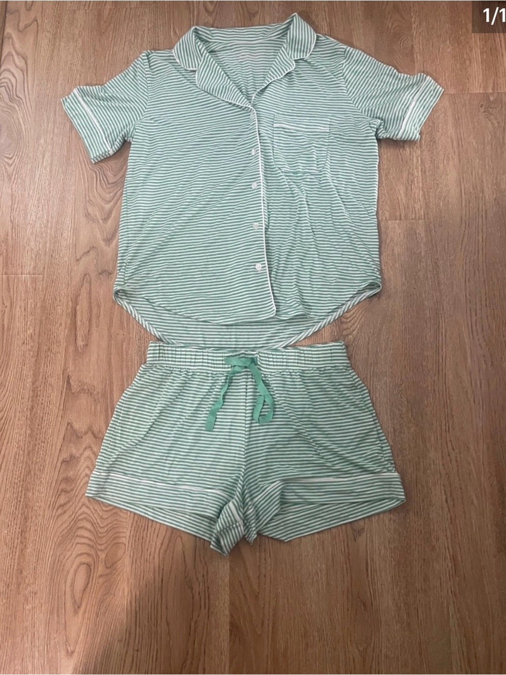 Victoria's Secret Mint Green & White Striped Short Pajama Set